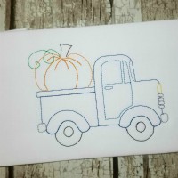 Vintage Truck with Pumpkin Machine Embroidery Design 